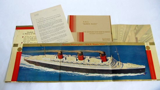 R.M.S. QUEEN MARY Cunard White Star Brochure 1936